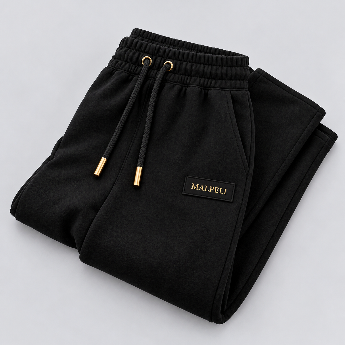 Black Wide Leg Joggers – Gold Logo Premium Tracksuit Bottoms