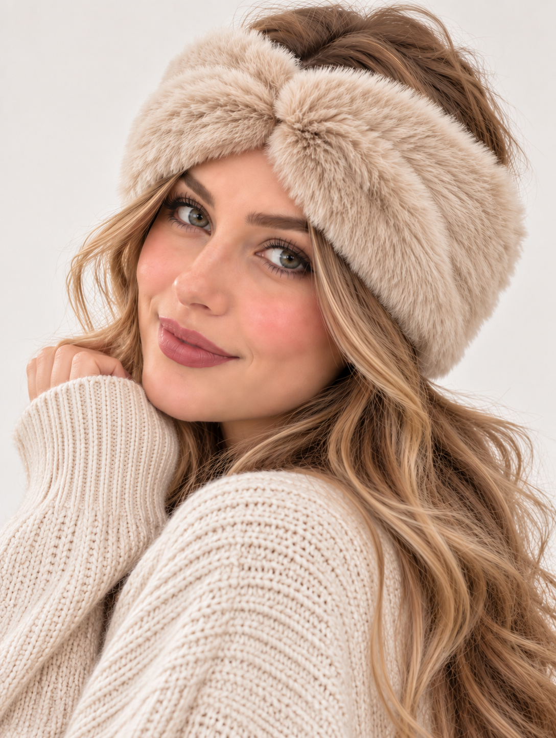 1pc Women's Faux Fur Ear Warmer Headband, Soft Plush Winter Earmuff Hair Accessory, Warm Cold Weather Headband for Autumn and Winter