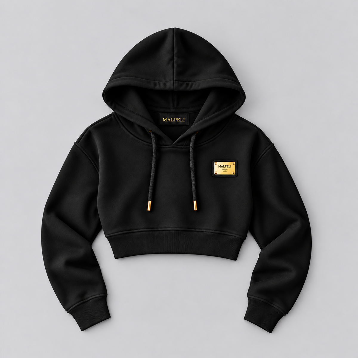 Black Gold Cropped Milan Hoodie