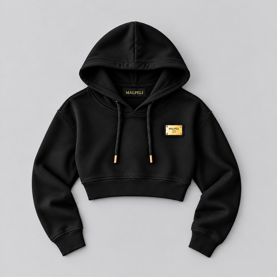 Black Gold Cropped Milan Hoodie