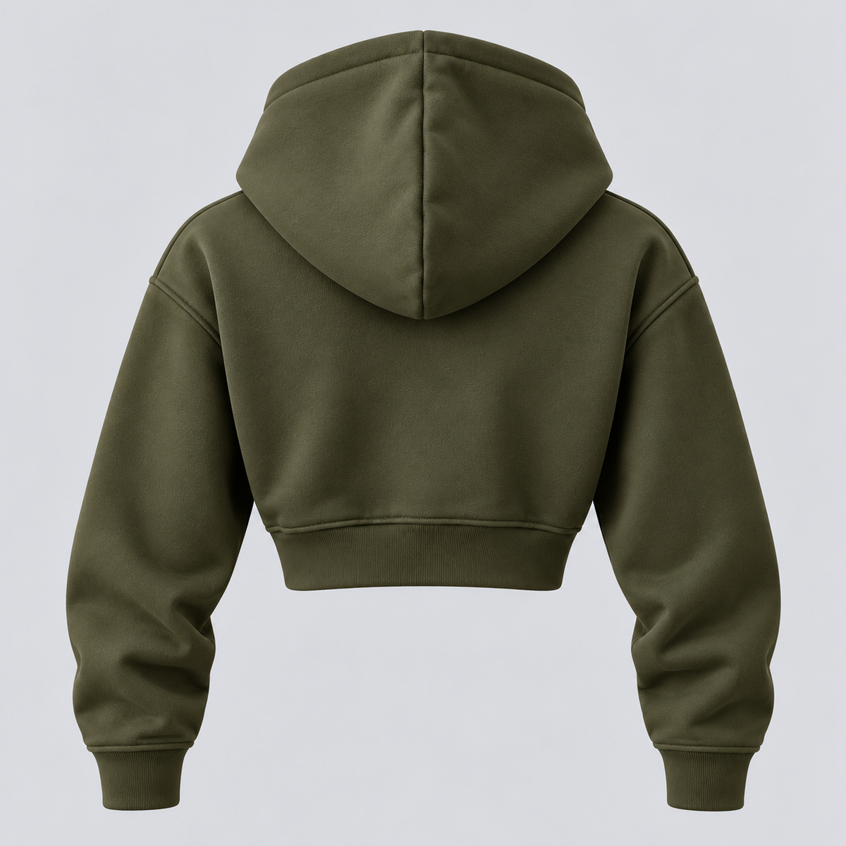 Women’s Khaki Green Cropped Hoodie – Luxury Olive Green Sweatshirt