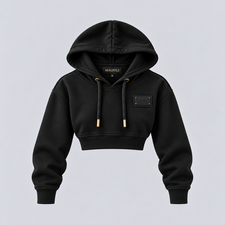 Women’s Black Cropped Hoodie – Black Sweatshirt