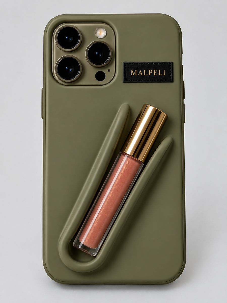 Signature Lip Gloss Holder iPhone Case – Khaki Green