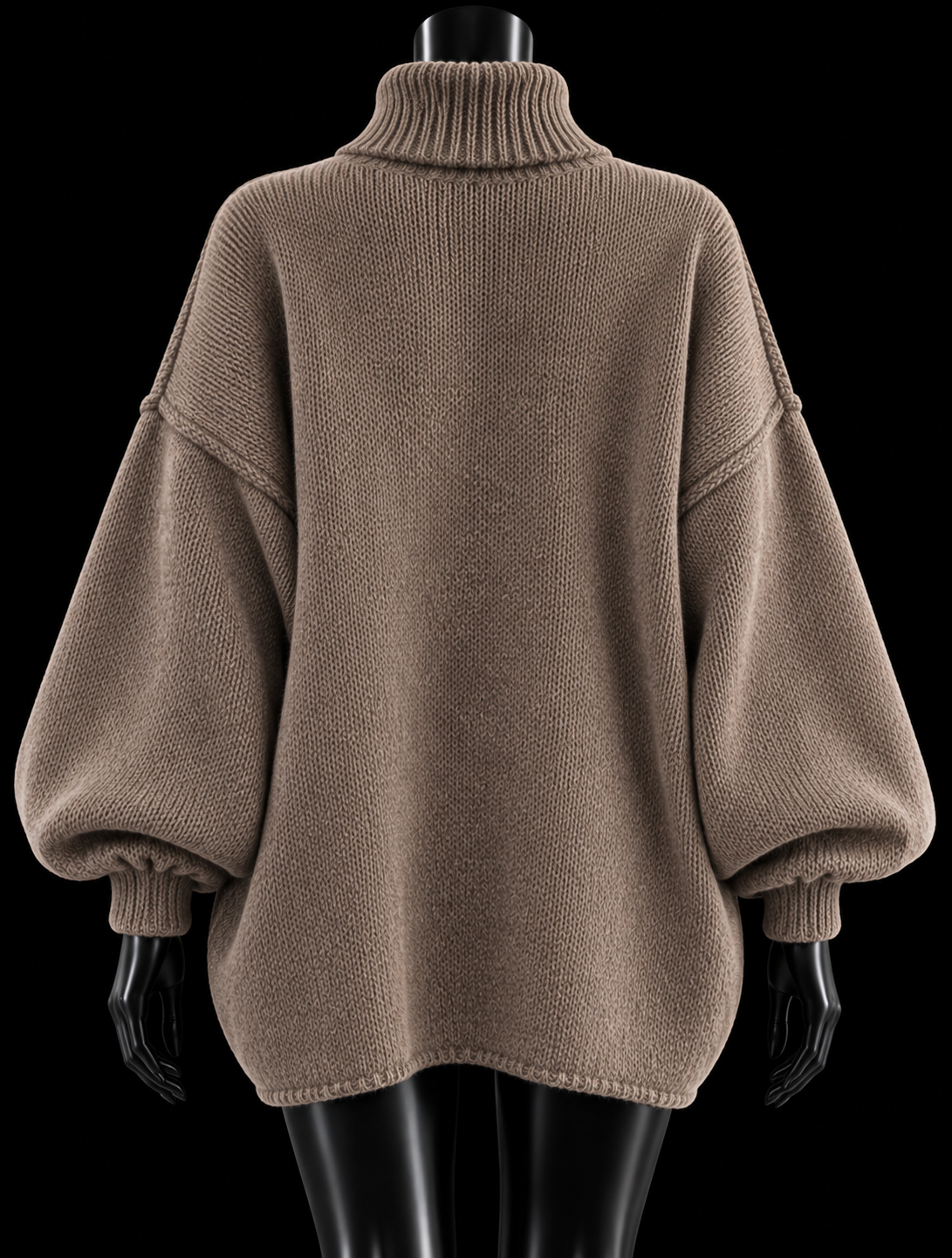Women’s Oversized Chunky Knit Turtleneck Jumper – Balloon Sleeve Cosy Autumn Winter Sweater