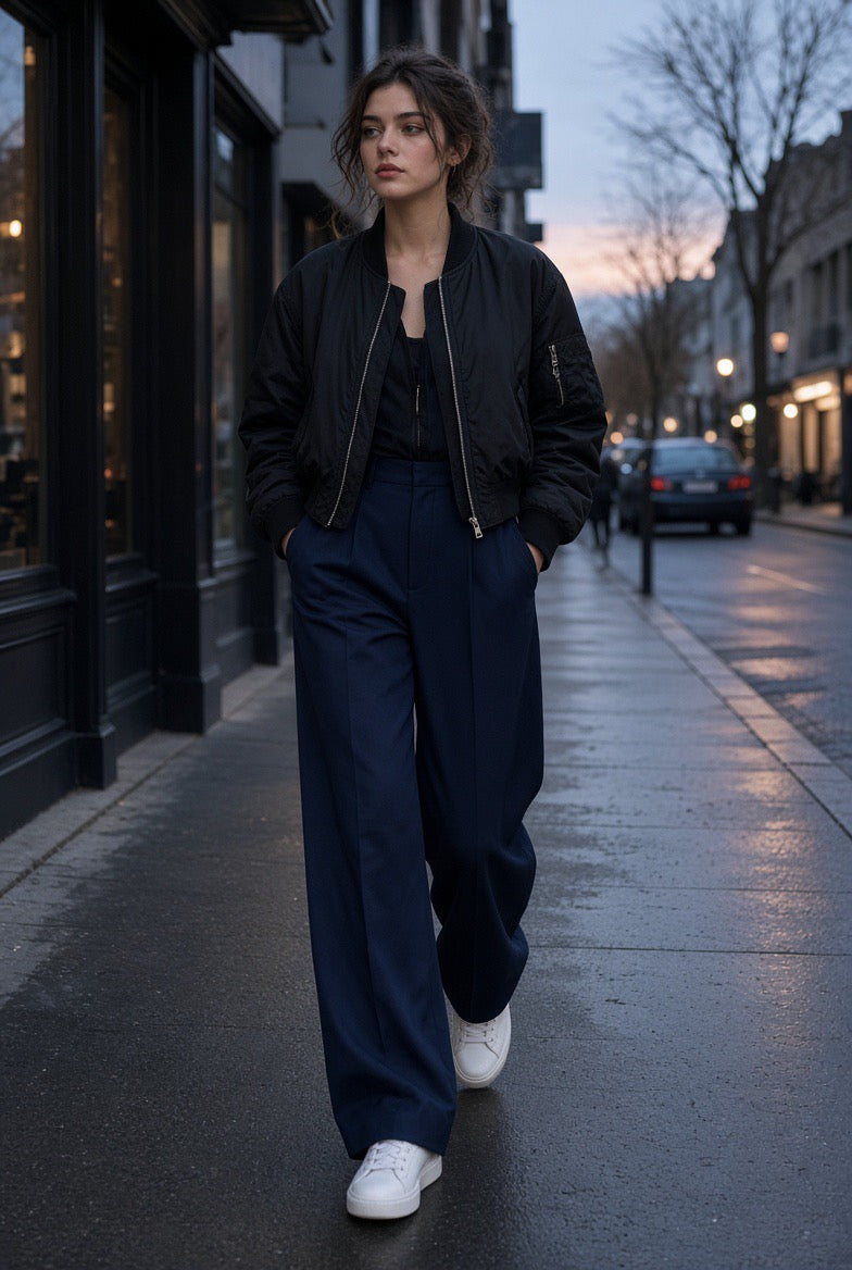 Arden Midnight Drop Shoulder Tailored Trousers — Practical Pocketing