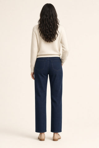 Belgrave Navy Soft Brushed Straight Jeans — Clean Zip
