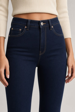 Belgrave Navy Soft Brushed Straight Jeans — Clean Zip