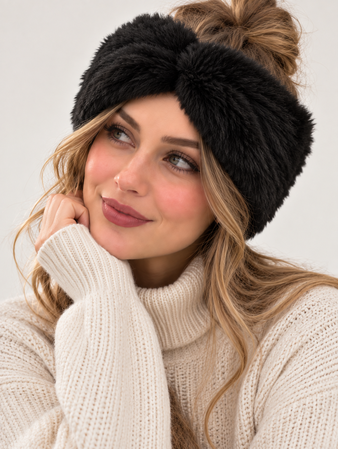 1pc Women's Faux Fur Ear Warmer Headband, Soft Plush Winter Earmuff Hair Accessory, Warm Cold Weather Headband for Autumn and Winter