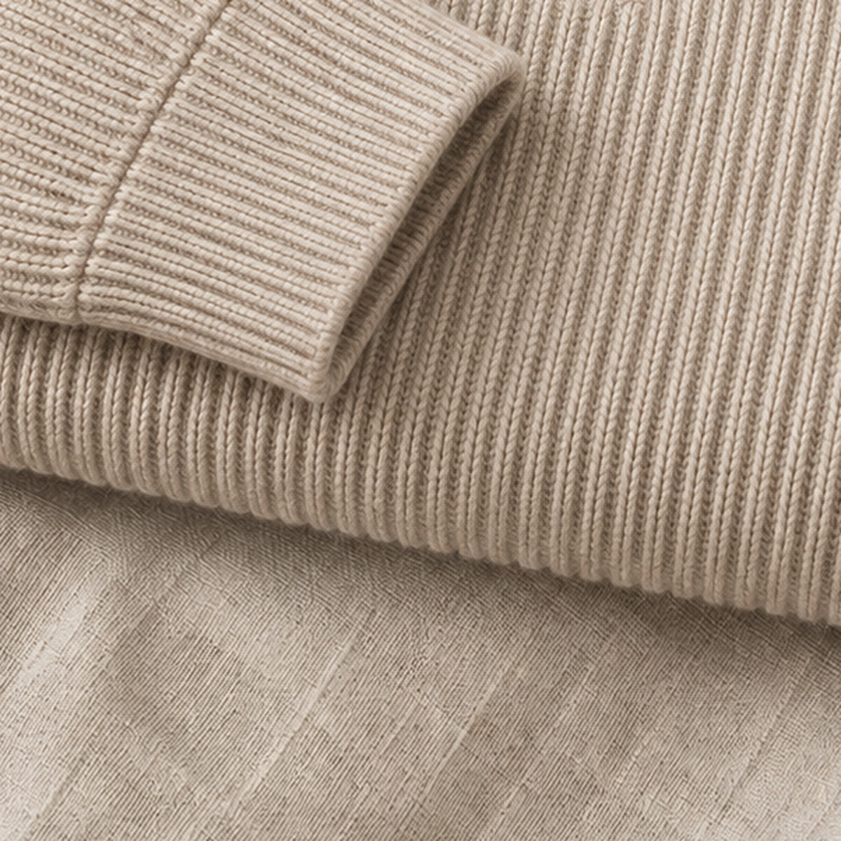 Arden Soft Shoulder Zip-Neck Knit | Taupe / Layer-Friendly Weight