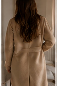 Tie Waist Aurelia Trench Coat in Mocha — Defined Shoulder