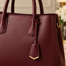 Florence Work Tote: Minimal Hardware + Clean Edge Paint — Burgundy
