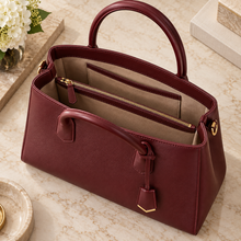 Florence Work Tote: Minimal Hardware + Clean Edge Paint — Burgundy