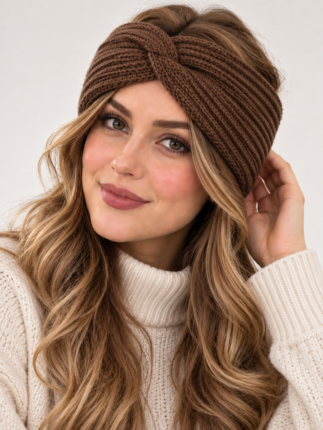 MALPELI 1pc Women's Knitted Twist Headband, Soft Ribbed Winter Ear Warmer,  for Autumn and Cold Weather