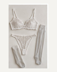 Camden Plunge Set with Fine Elastic — Bias Cut, Ivory