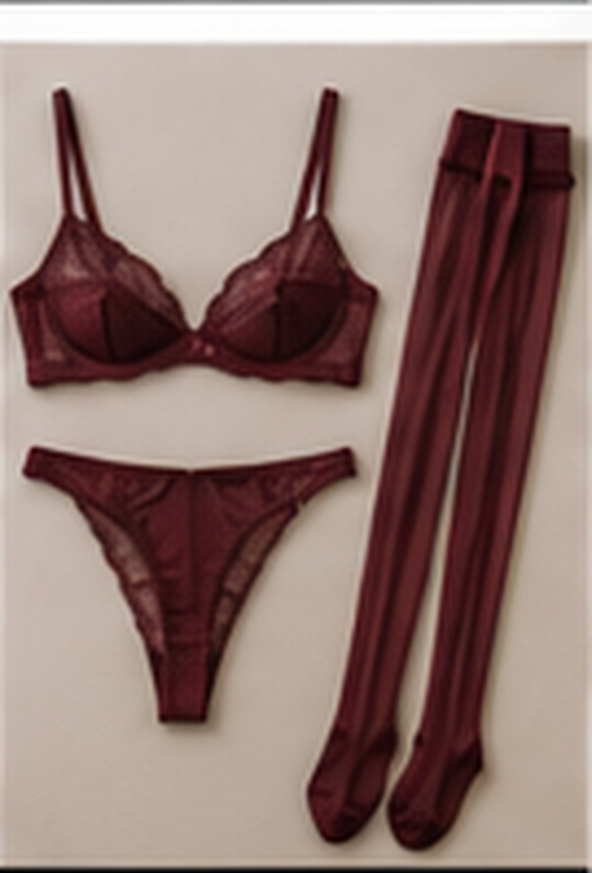 Camden Balconette Set with Flexible Band — High Cut, Ruby