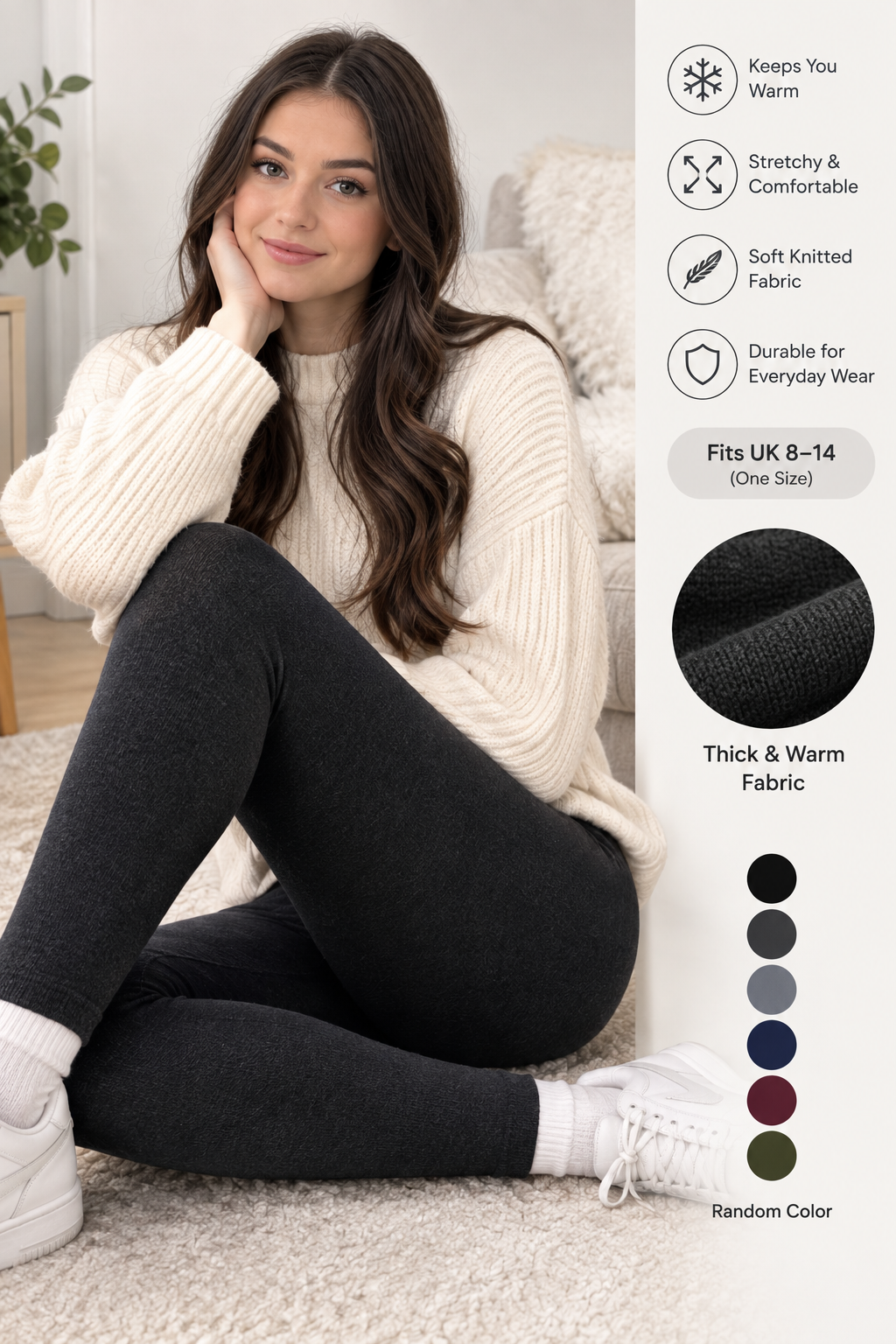 Women’s Thick Winter Leggings – Knitted Stretch Trousers