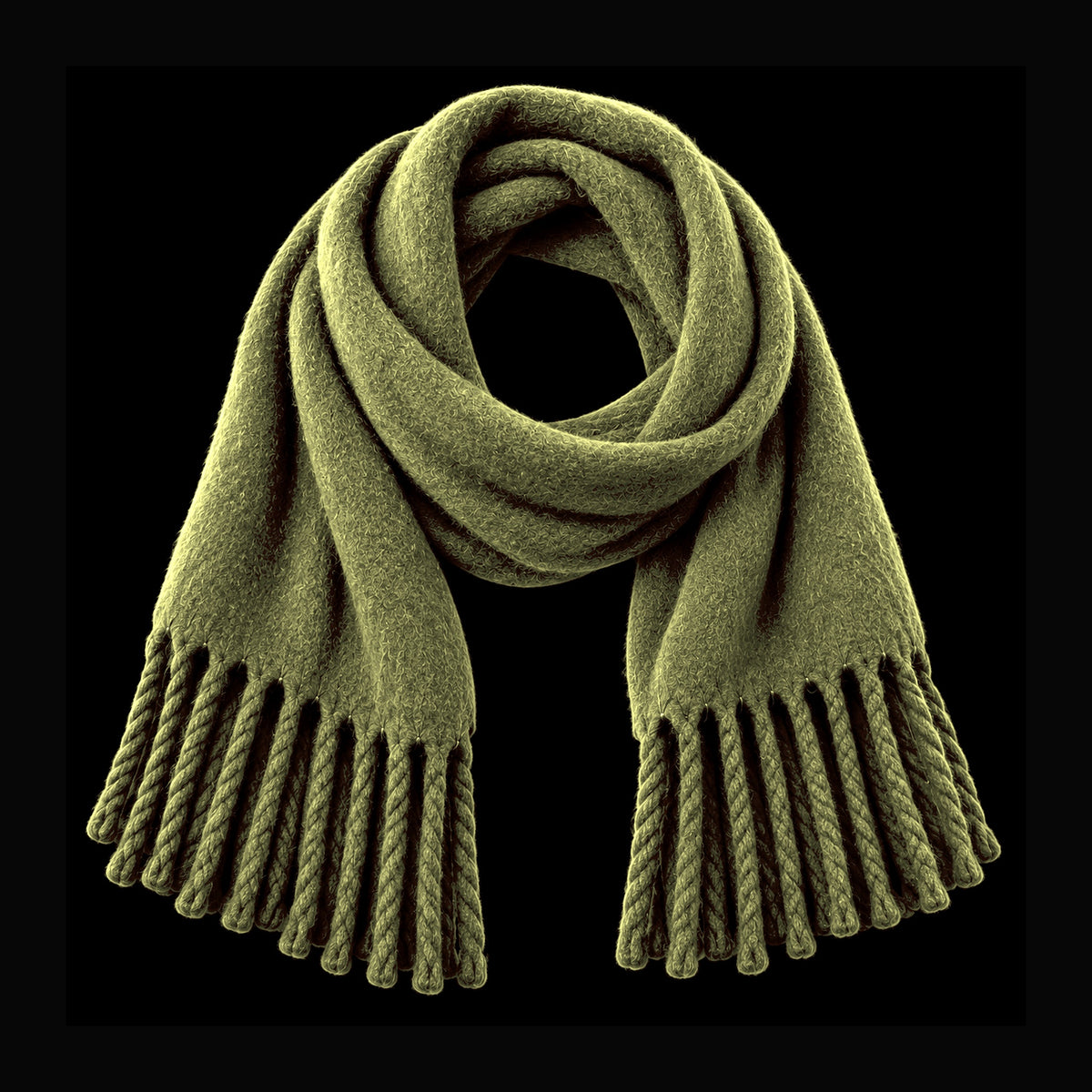 Fringed Edge Celeste Brushed Scarf in Olive — Giftable Size