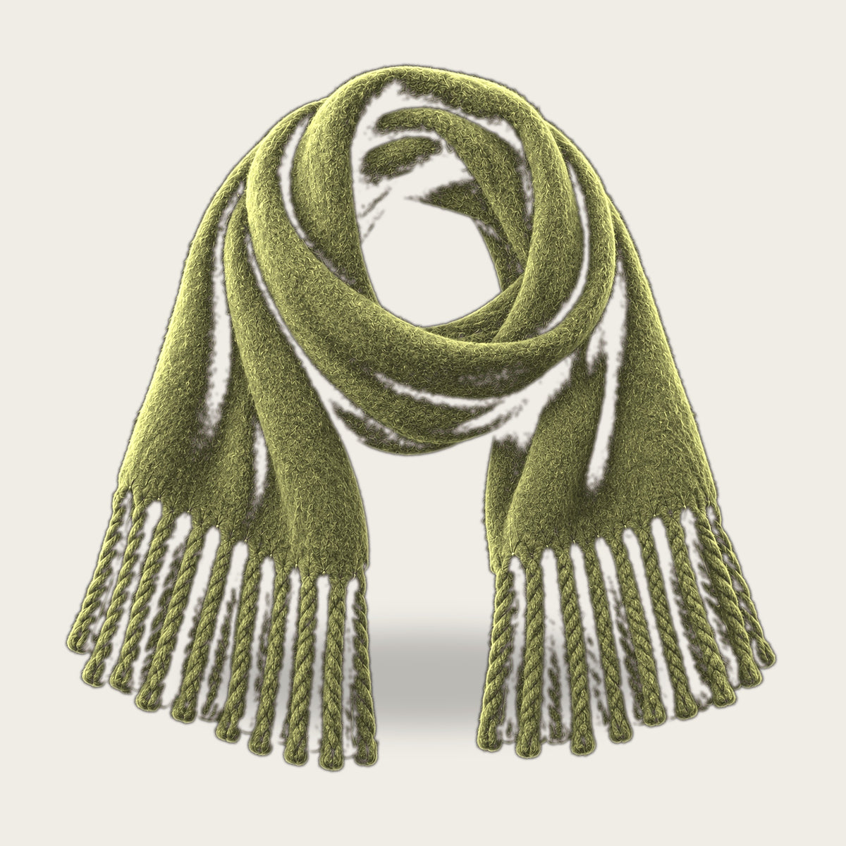 Fringed Edge Celeste Brushed Scarf in Olive — Giftable Size