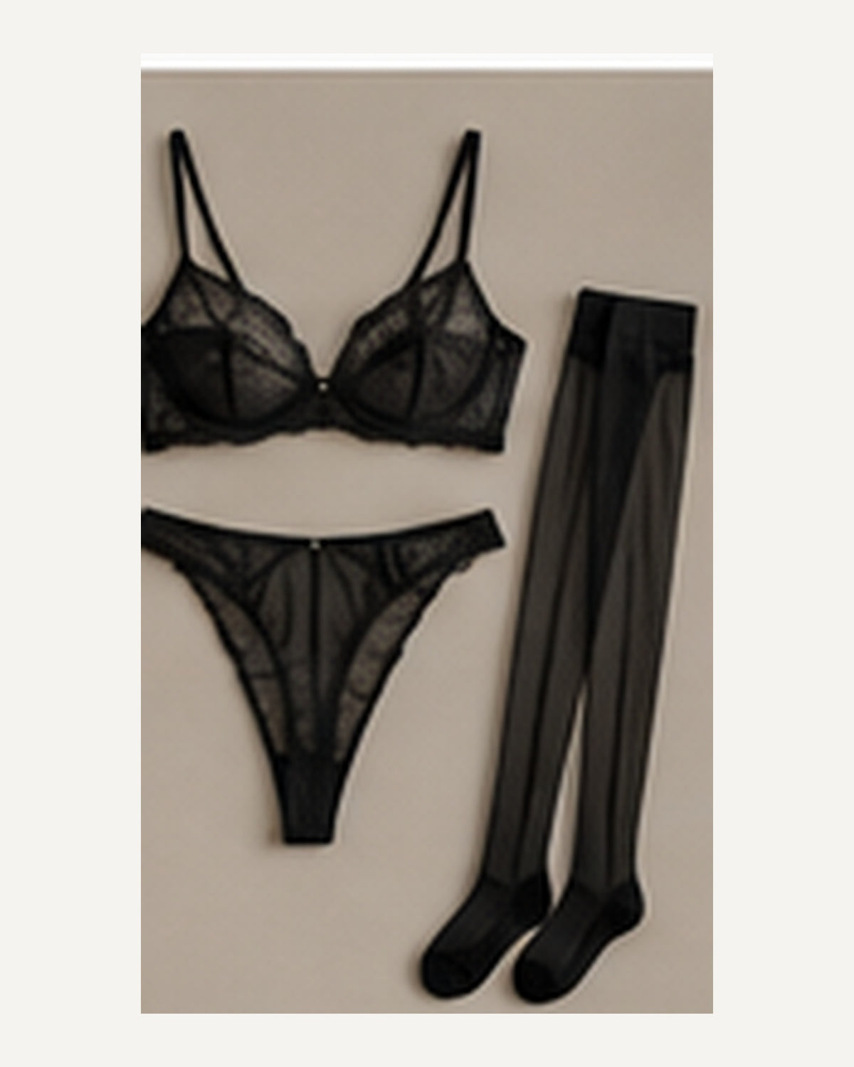 Celine Lace Bralette Set with Soft Stretch — Longline, Black