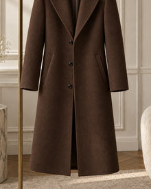 After Hours Stella Tonal Embroidered Wool-Look Overcoat — Chocolate Minimal Branding