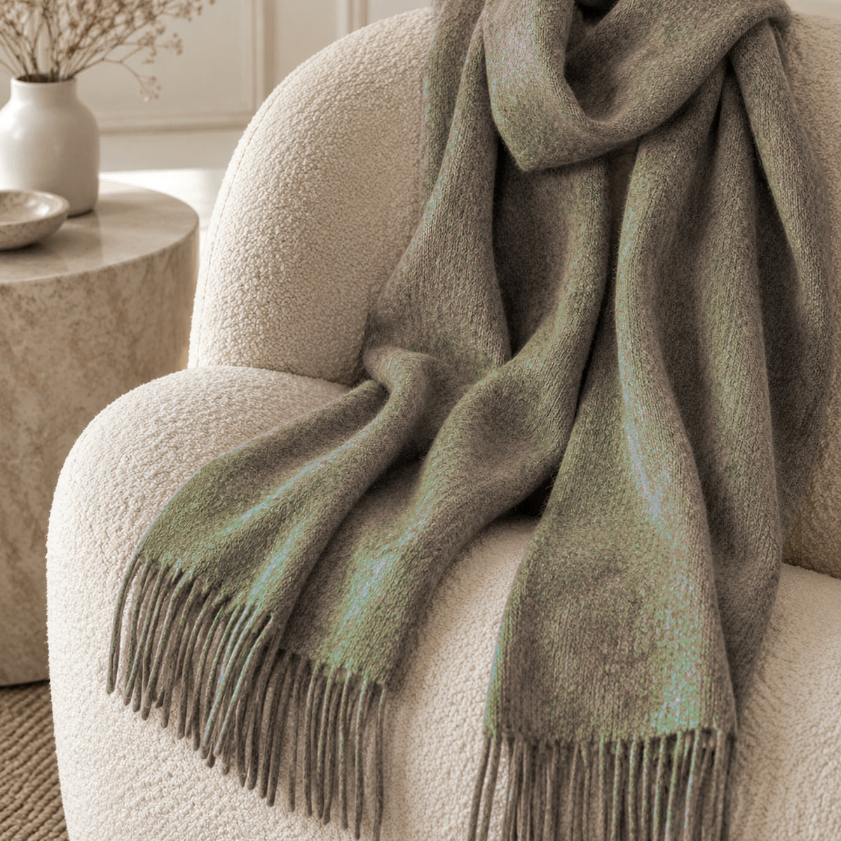 Elara Fine Knit Oversized Scarf — Pocket-Friendly Profile, Stone