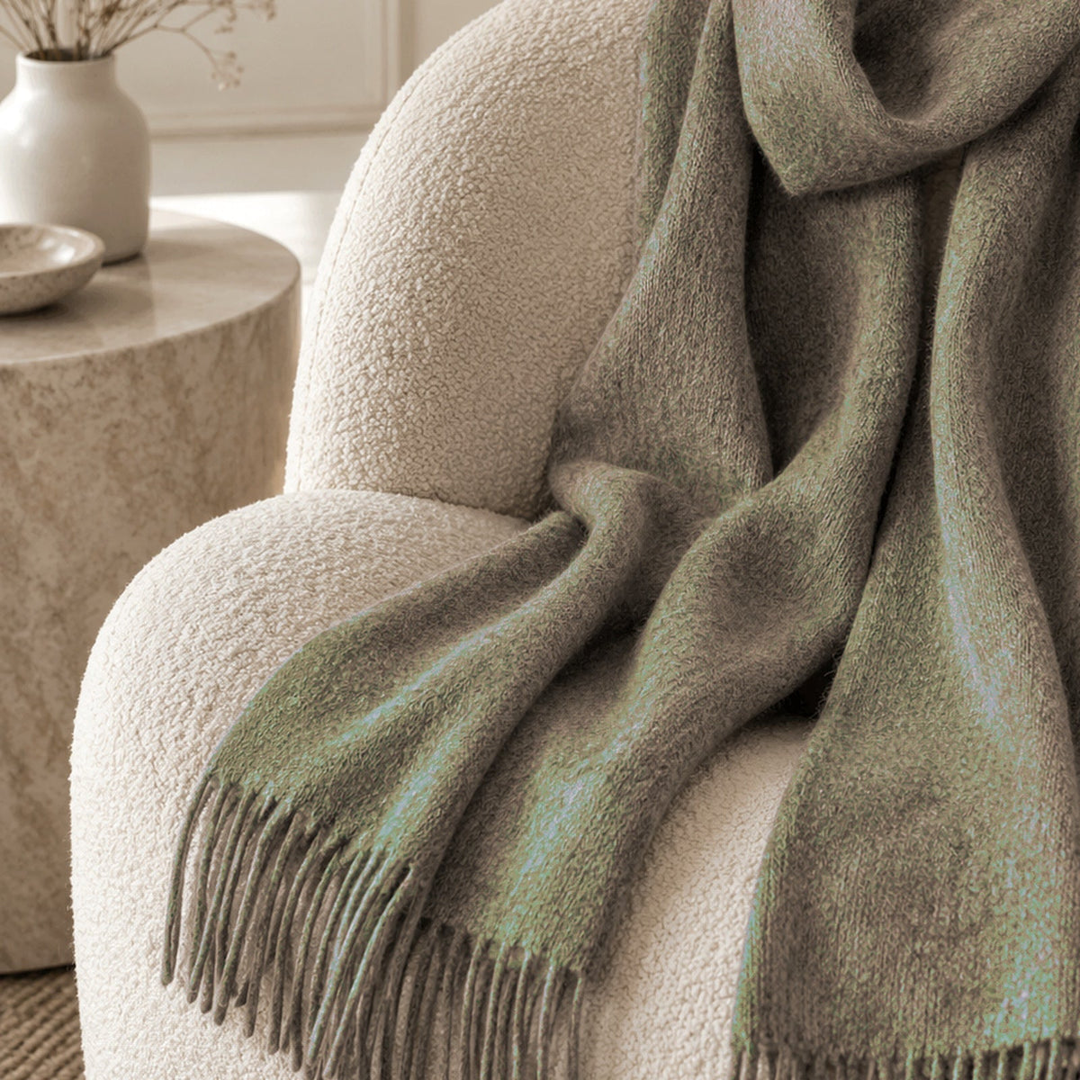 Elara Mirror Back Fine-Knit Scarf — Pocket-Friendly Profile, Stone