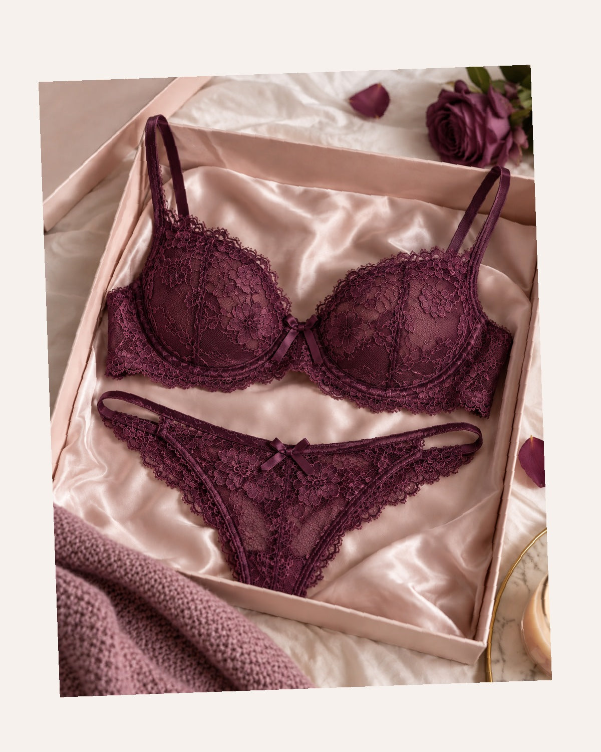 Alderley Adjustable Strap Soft-Cup Set — Smooth Inner Finish, Plum