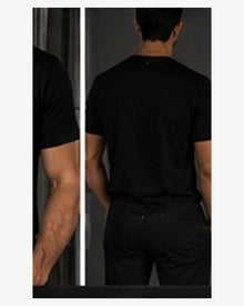 Elasticated Waist Roma Mercerised Tee in Black — Minimal Branding