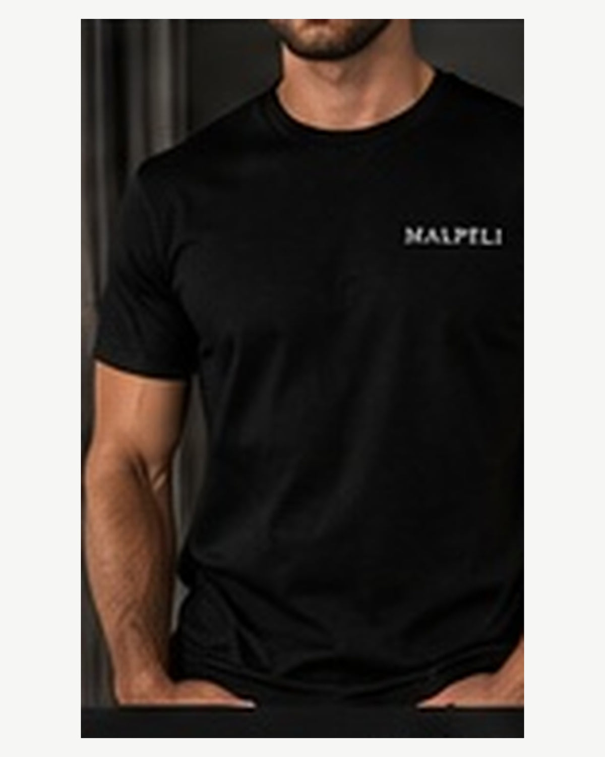Elasticated Waist Roma Mercerised Tee in Black — Minimal Branding