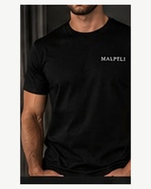 Elasticated Waist Roma Mercerised Tee in Black — Minimal Branding