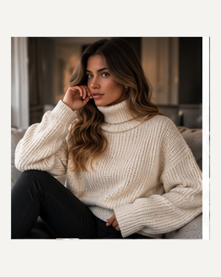 Siena Roll-Neck Jumper with Clean Neckline — Clean Cut, Oatmeal