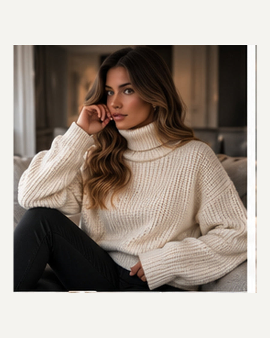 Siena Roll-Neck Jumper with Clean Neckline — Clean Cut, Taupe