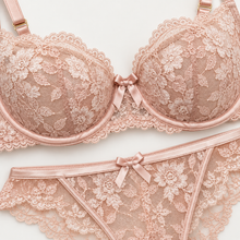 Solace Triangle Bra Set: Scalloped Edge + Flexible Band — Champagne