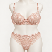 Solace Triangle Bra Set: Scalloped Edge + Flexible Band — Champagne