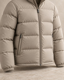 After Hours Palermo Mock Neck Puffer Jacket — Stone Structured Cuff