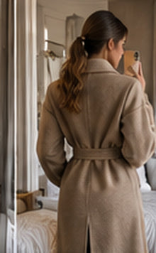Studio Verona Darted Belted Coat — Stone Tonal Hardware