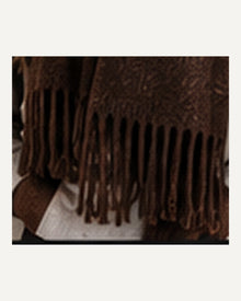 Soft Lined Tivoli Fringed Scarf in Chocolate — Giftable Size