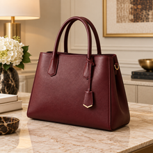 Violet Minimal Hardware City Tote | Oxblood / Minimal Branding