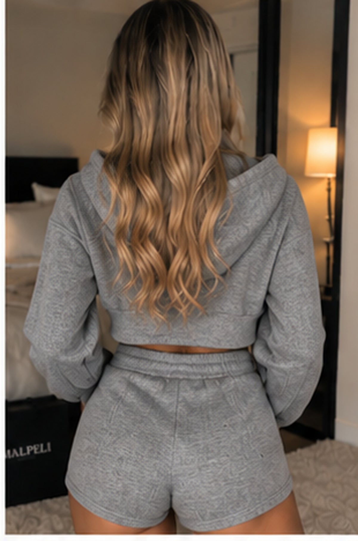 Charcoal Vittoria Cinched Cuff Zip Hoodie Set with Light Stretch